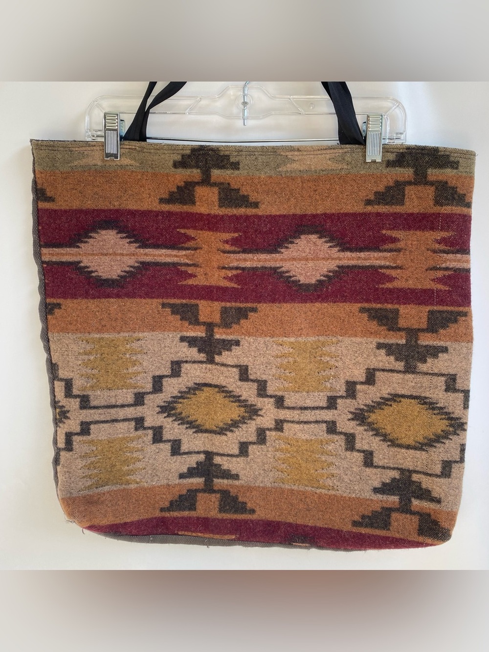 Handmade Southwest print fabric tapestry tote bag shoulder bag purse work travel